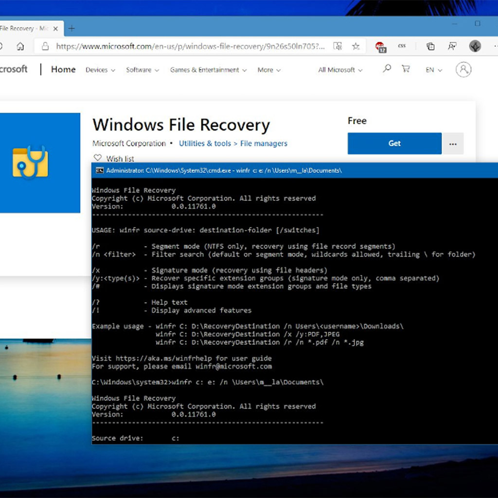 Windows File Recovery Tool για ανάκτηση δεδομένων, από την Microsoft